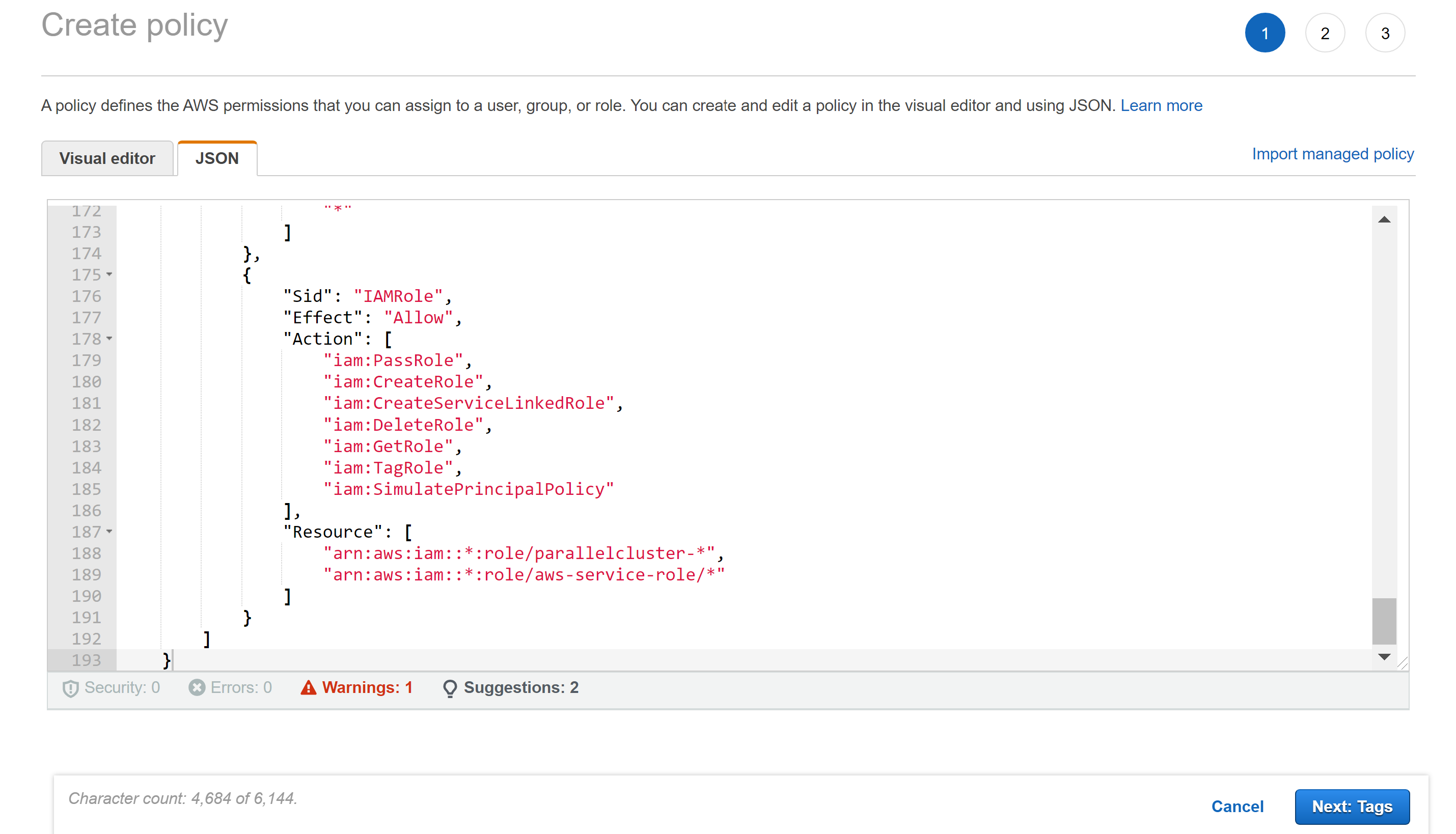 Creating a new AWS IAM policy