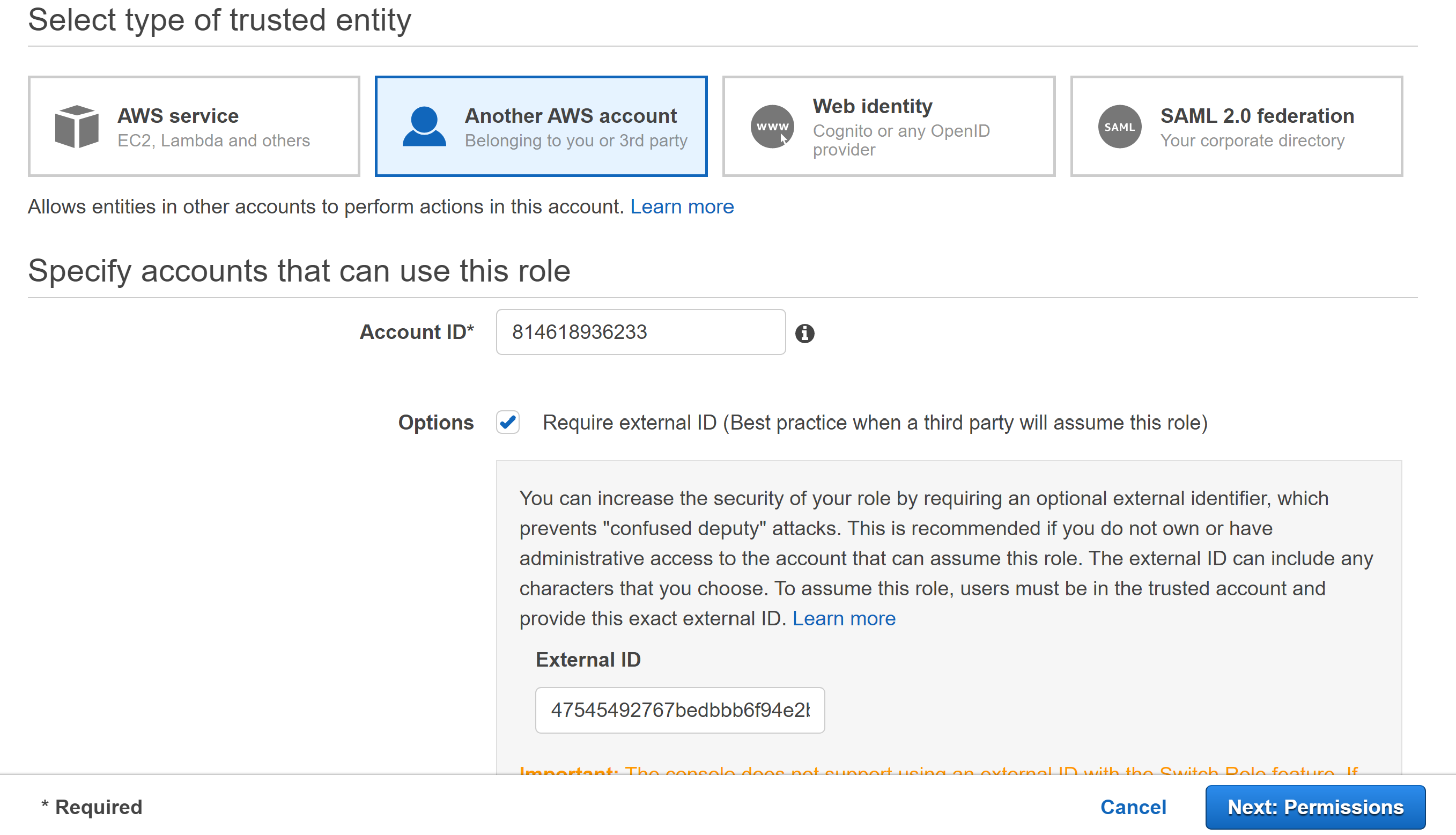 Creating an AWS IAM role